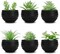 Set of 6 Black Artificial Succulent Plants in Pots – Mini Fake Potted Plants for Halloween Decor, Bathroom, Bedroom, Living Room, Office & Shelf Decorations